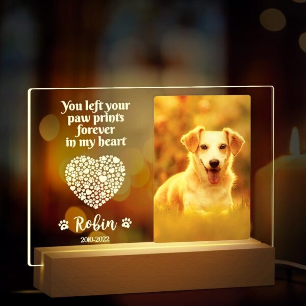 Personalized Dog Memorial Gifts for Loss of Dog, Pet Memorial Gifts for Dog Cat, Personalized Night Light Dog Memorial Photo Plaque (A - Dog Cat)