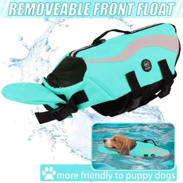 EMUST Dog Life Vests, Adjustable Dog life jackets for Small Dogs with Enhanced Buoyancy, Small Dog Swim Vest with Durable Rescue Handle, Turquoise,XS - Image 2