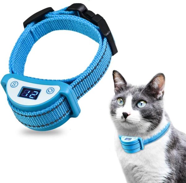 Paipaitek Cat Shock Collar,Automatic Trainer Collar for Cats Prevent Meowing Designed,Sound Vibrate and Shock 3 Working Modes for Cats and Kittens - Waterproof & Rechargeable