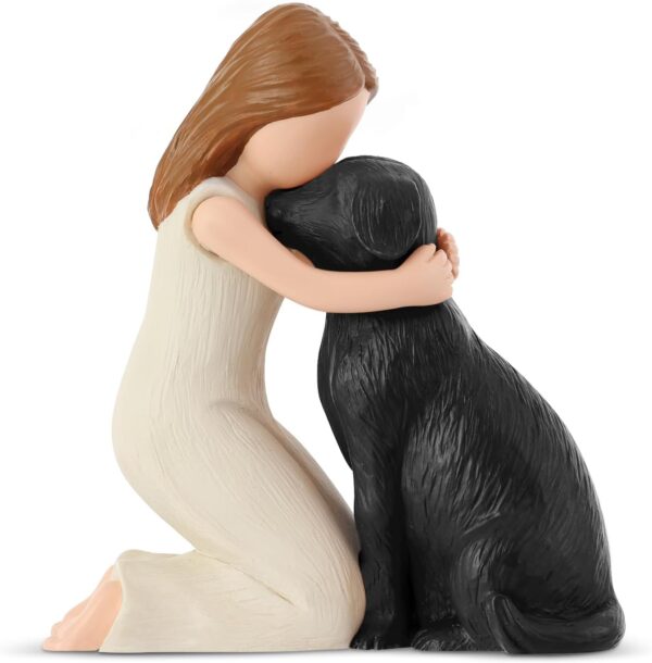 Love My Black Dog Figurines Statues, Black Dog Angel Friendship Remembrance Gifts, Sculpted Hand-Painted Figures for Dog Lovers