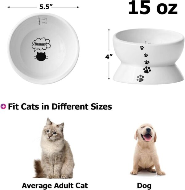 Y YHY Elevated Cat Food Bowl, Raised Pet Food and Water Bowl for Cat and Small Dog, Tilted Ceramic Water Bowl No Spill,15oz, Dishwasher Safe - Image 2