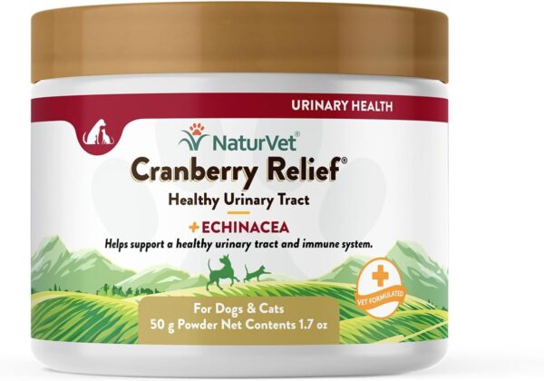 NaturVet – Cranberry Relief Plus Echinacea | Helps Support a Healthy Urinary Tract & Immune System (50g Powder)