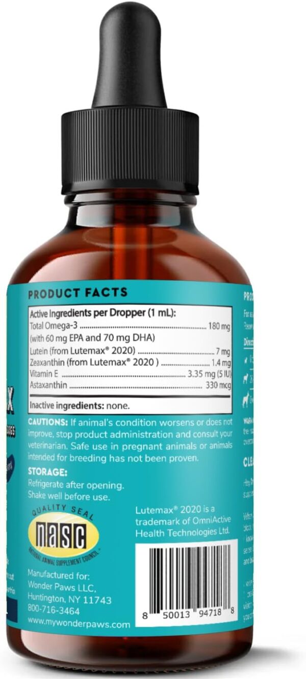 Premium Eye Supplement for Dogs – Tear Stain Supplement for Dogs, Eyes, Vision & Macular Health - Eye Support for Dogs with Lutein, Zeaxanthin, Astaxanthin & Omegas - All Ages, Sizes & Breeds – 2oz - Image 2
