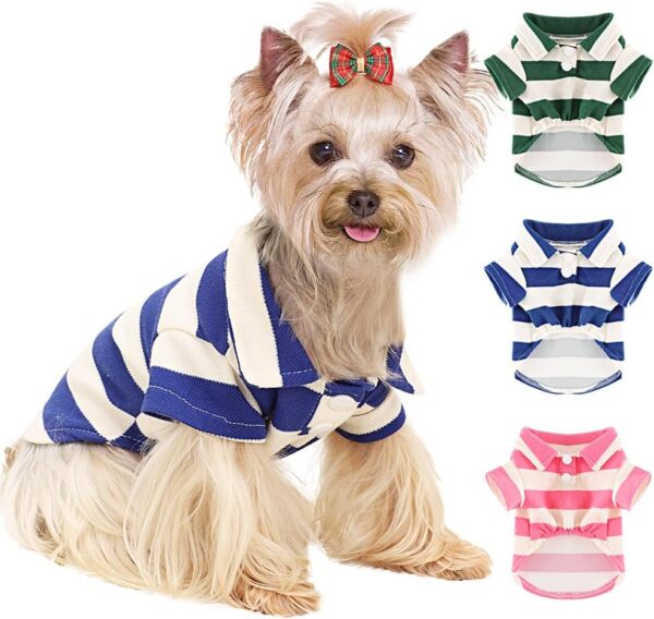 Dog Shirt Collared Summer Polo Dog T-Shirts for Medium Dog Cats Boy Girl Dog Clothes Breathable Cute Doggy Sweatshirt Pet Outfit Puppy Dress Cool Clothes for Small Dog Female Or Male(Blue,Medium) - Image 7