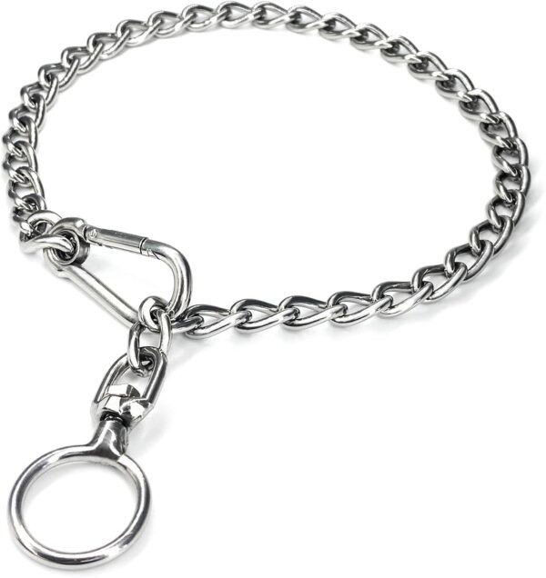 Dog Chain Collars 304 Stainless Steel Metal Chew Proof Dog Necklace Anti Winding Dog Leash Extension Lead for Small Medium Large Dogs Training and Walking. (Small：18in x 2.5mm(Neck max 16in))