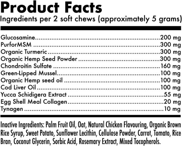 Hemp Hip & Joint Supplement for Dogs 120 Soft Chews Made in USA Functional Glucosamine for Dogs Chondroitin MSM Turmeric Hemp Seed Oil Natural Pain Relief Mobility Advanced Joint Health For All Breeds - Image 7