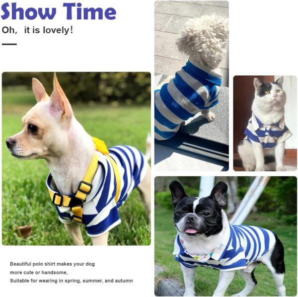 Dog Shirt Collared Summer Polo Dog T-Shirts for Medium Dog Cats Boy Girl Dog Clothes Breathable Cute Doggy Sweatshirt Pet Outfit Puppy Dress Cool Clothes for Small Dog Female Or Male(Blue,Medium) - Image 4