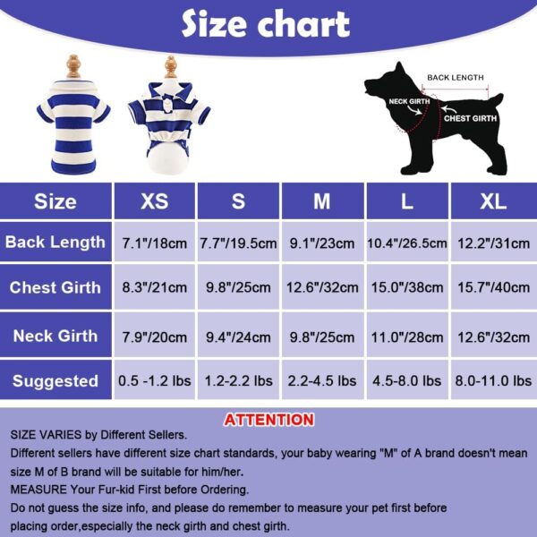 Dog Shirt Collared Summer Polo Dog T-Shirts for Medium Dog Cats Boy Girl Dog Clothes Breathable Cute Doggy Sweatshirt Pet Outfit Puppy Dress Cool Clothes for Small Dog Female Or Male(Blue,Medium) - Image 6