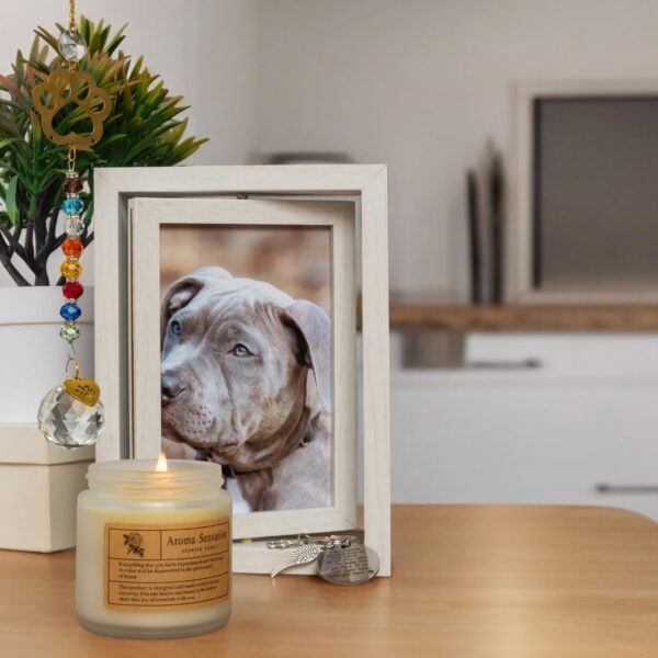 AROU Loss of Dog Sympathy Gift – Pet Memorial Gifts for Dog Set with Keychain, Suncatcher, Candle, Picture Frame – Pet Loss Sympathy Gift for Grieving Friends, Family – Dog Remembrance Gift - Image 4