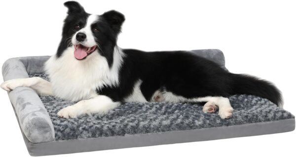 Washable Dog Beds for Large Medium Sized Dog, Soft Dog Bed Mat Cozy Plush, Dog Sofa Couch with L-Shaped Bolster, Big Pet Bed with Non-Skid Bottom 36x27 inch