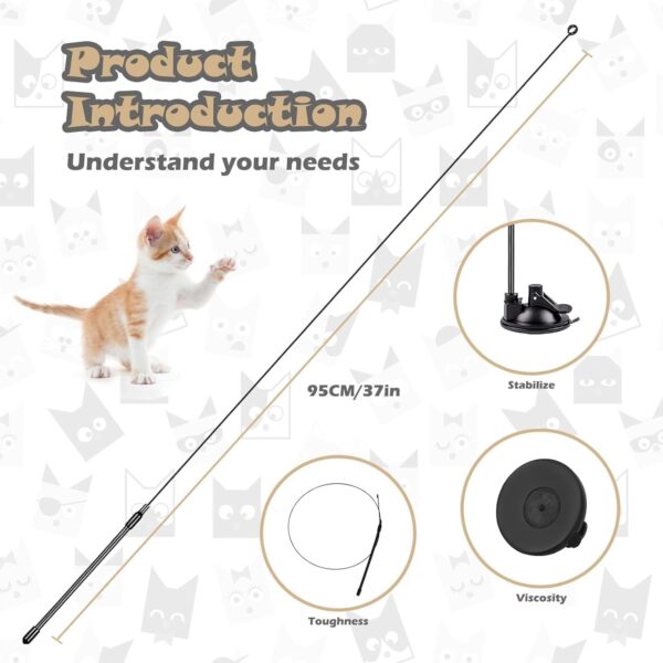 Cat Toys Interactive Wand Feather Cat Toy Equipped with Double Head Super Sucker&6 in 1 Hands-Free Natural Bird Badminton Pets Indoor Dance Play Toy - Image 2