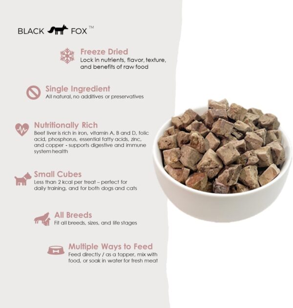 BLACK FOX Freeze-Dried Beef Liver Training Treats for Dogs and Cats | 260 Treats, 4oz, Single Ingredient, Raw Healthy, All Natural, Human Grade, Recyclable Packaging - Image 3