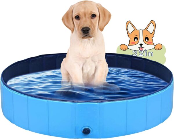 Dog Pool Puppy Foldable Dog Pool pet Pool Dog Swimming Pool Portable Suitable for Indoor and Outdoor use (32x8in)