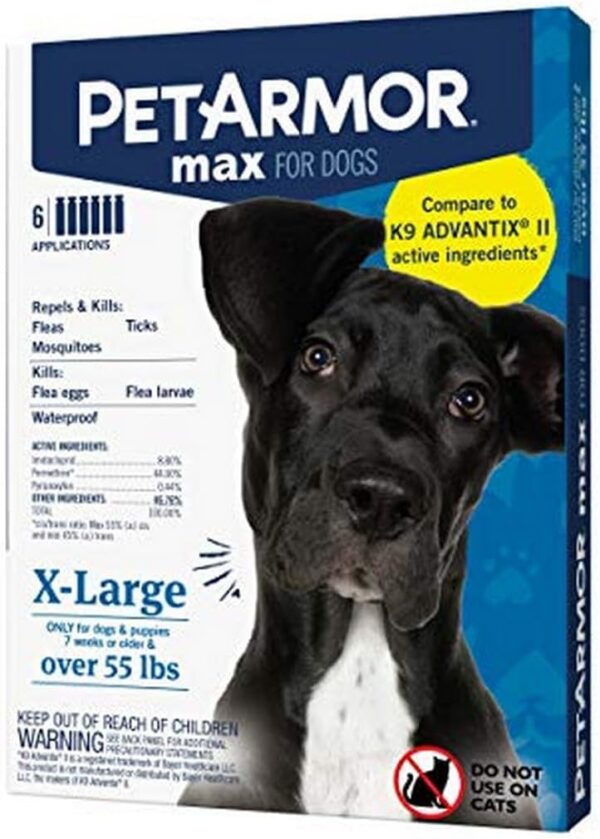 PetArmor Max Flea, Tick and Mosquito Prevention for X-Large Dogs (Over 55 Pounds), Topical Dog Flea Treatment Repels and Kills, 6 Month Supply