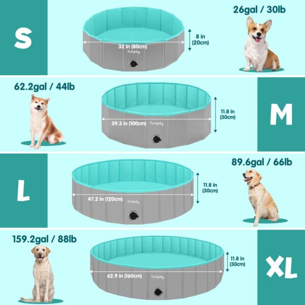 Furrybaby Dog Pool, Foldable Dog Pools for Large Dogs Portable Pet Pool Kiddie Pool Doggie Wading Pool Dog Swimming Pool(Grey 32'') Indoor and Outdoor - Image 6