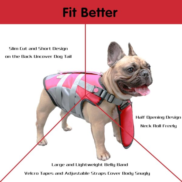 iChoue French Bulldog Life Jacket Vest Saver Swimming with Floating Plate Chin for Puppy Frenchie Pug English Boston Terrier (Red, Small) - Image 5