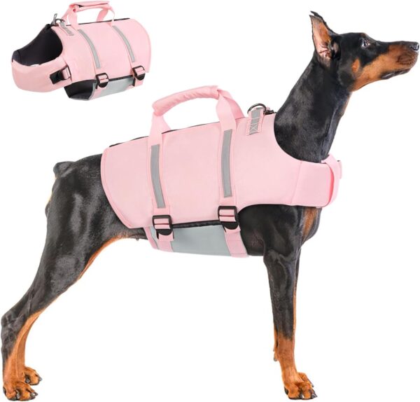 AOFITEE Dog Life Jacket, Dog Life Vest for Swimming Medium, Dog Swimming Vest with Rescue Handle and Zipper, Adjustable High Buoyancy Dog Swimsuit Floating Vest for Small Medium and Large Dogs L