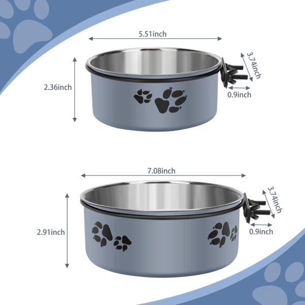 2 Pack Kennel Water Bowl, Stainless Steel Dog Crate Water Bowl No Spill, Hanging Dog Bowls for Kennel Cage Crate, Metal Pet Food Water Bowl Feeder for Medium Large Dogs - Image 2