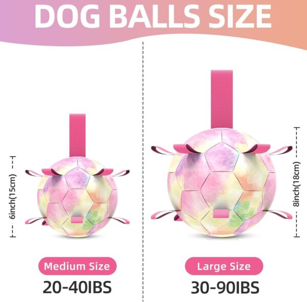 Dog Toys Soccer Ball with Straps, Puppy Balls Dog Balls for Small Medium Dogs, Dog Water Toys Pool Toys, Puppy Dog Birthday Gifts, Rainbow（6 Inch） - Image 6