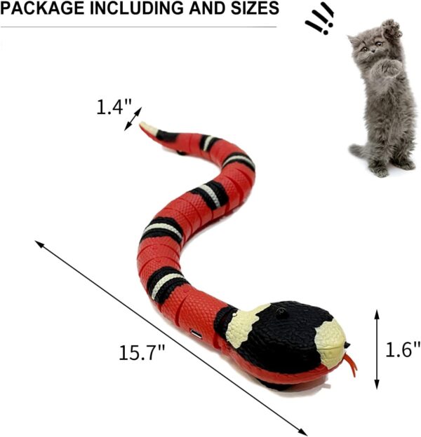 Snake Cat Toy for Cats 1PC, Smart Sensing Snake Rechargeable, Automatically Sense Obstacles and Escape, Realistic S-Shaped Moving Electro-Sensing Cat Snake Toy, Great Interactive Toys for Cats - Image 6