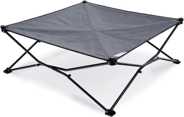 Coolaroo On The Go Cooling Elevated Dog Bed, Portable for Travel & Camping, Collapsible for Storage, King, Steel Grey