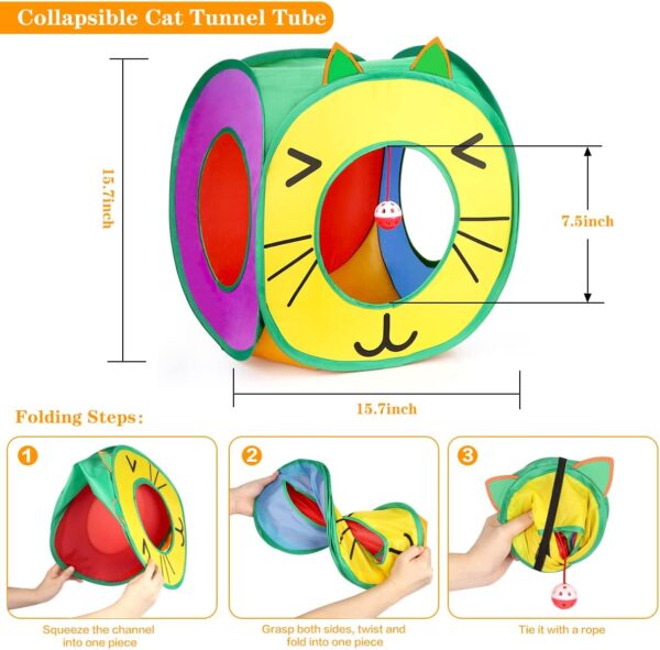 37 PCS Cat Toys, Interactive Kitten Toys for Indoor Kitty, Variety Catnip Toy Set Including Collapsible Cat Tunnel Tube Tent, Cat Feather Teaser Wand, Cat Bell, Fuzzy Ball, Spring, Mouse Toy - Image 3