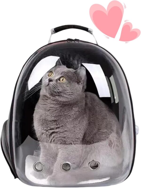 Cat Backpack Bubble, Cats and Dogs Pet Carrier Hard, Suitable for Cats Traveling Cat Bag Carrier, Transparent Outdoor Waterproof Spacecraft Pet Backpack Carrier(Black)