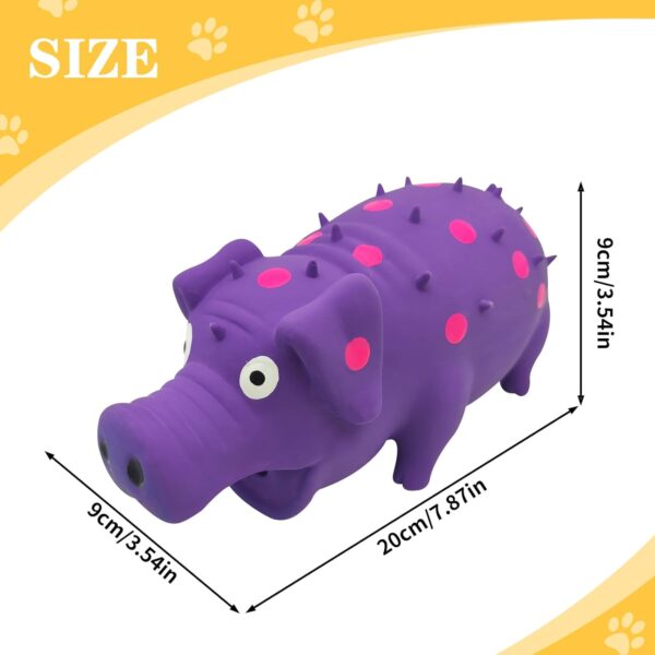 Andiker Dog Squeaky Toy, Dots Latex Dog Chew Toys with a Oinks Sound Squeaker Grunting Pig Dog Toy Durable Self Play 8" Dog Squeeze Toy for Dental Biting Chasing to Kill Boring Time (Purple) - Image 5