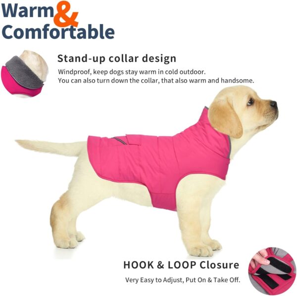 Dog Coat, Waterproof Dog Winter Jacket with Pocket, Reflective Adjustable Dog Snow Vest, Warm Cozy Fleece Sweater for Small Medium Extra Large Dogs - Pink, XS - Image 2