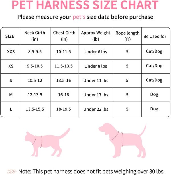 voopet Small Dog Harness and Leash Set Lightweight Cat Comfort Padded Soft Mesh Vest Step in dog harness No Pull No Choke Reflective Small Plaid Girl & Boy Puppy Kitty Harness, Pink M - Image 6