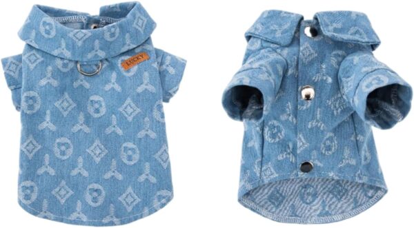 Clothes for Dogs Puppy Clothes Boy Dog Shirts Dog Clothes for Small Dogs Denim Shirt with Leash Ring Dog Pjs Female Pet Clothes Outfits Dog Hoodie Soft Puppy Sweatshirt Cat Shirts Light Blue S