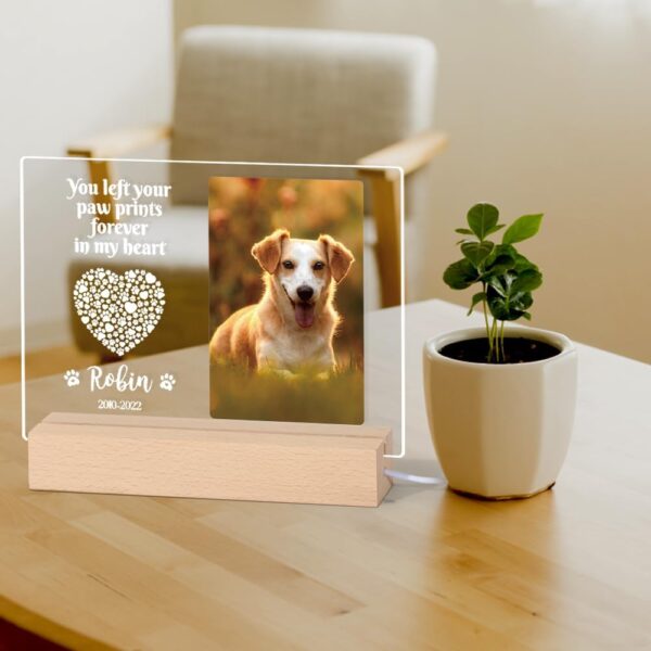 Personalized Dog Memorial Gifts for Loss of Dog, Pet Memorial Gifts for Dog Cat, Personalized Night Light Dog Memorial Photo Plaque (A - Dog Cat) - Image 3