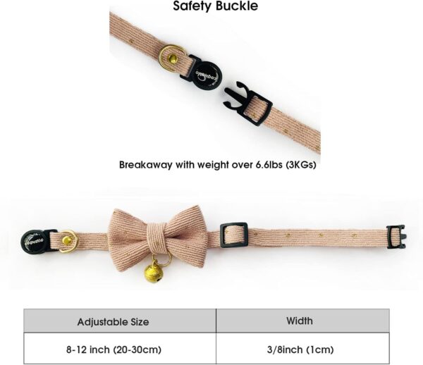 Safety Quick Release Cat Collars, Soft Kitten Collars with Detachable Bow Tie and Bell, Pack of 2, Adjustable 20-30 cm (20-30cm, Carolline+Steel Blue) - Image 5