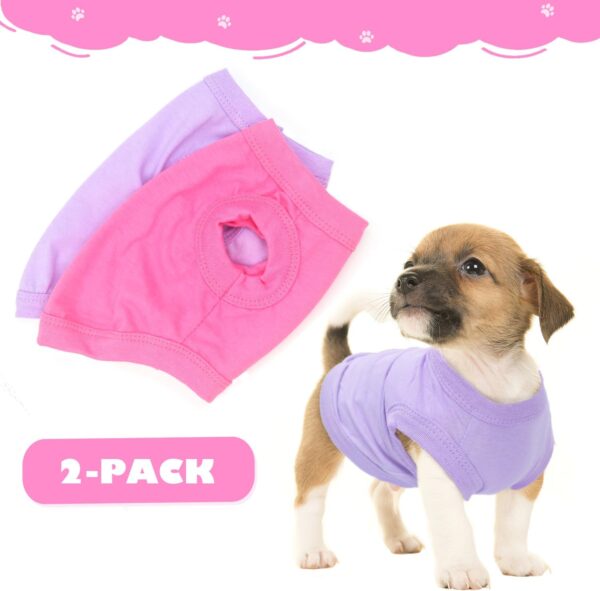 Generic 2 Pack Dog Clothes for Small Dogs Girl Summer Female Dog Shirt Teacup Yorkie Chihuahua Clothes Breathable Lightweight Soft Puppy Clothing Apparel Dog Outfit XXS,Pink,Purple, Rose,Purple - Image 3