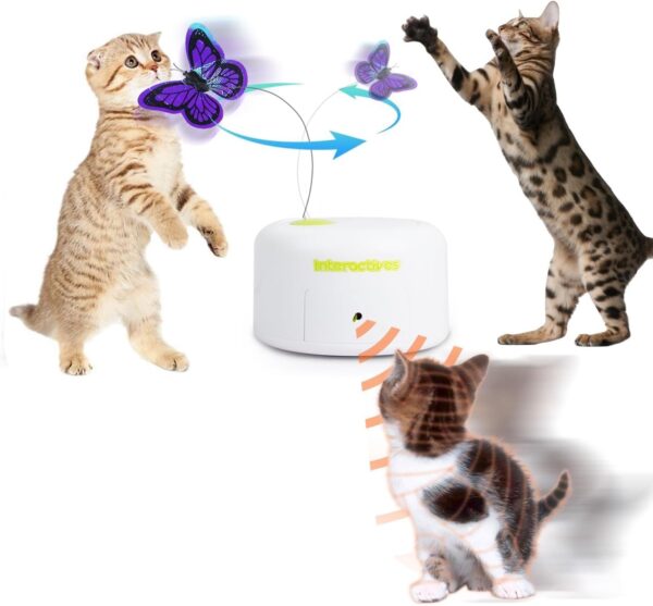 ALL FOR PAWS Interactives Cat Teaser Toy Catnip Toy Flutter Bug Cat Wand Toy Cat Fun Playing Toys Kitten Toys (Shiny Butterfly)