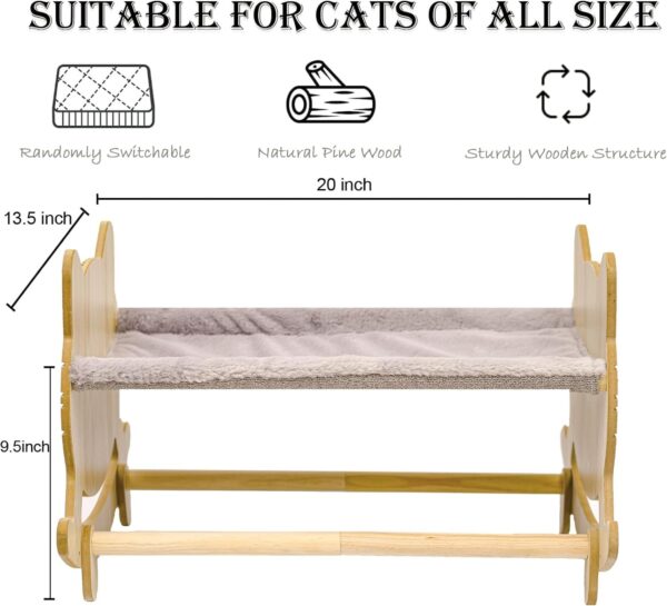 Cat Bed with Two Covers, Cat Hammock Bed with Two Usage Methods, Wooden Elevated Cat Bed, Removable Washable Small Dog Bed, Raised Cat Bed - Image 6