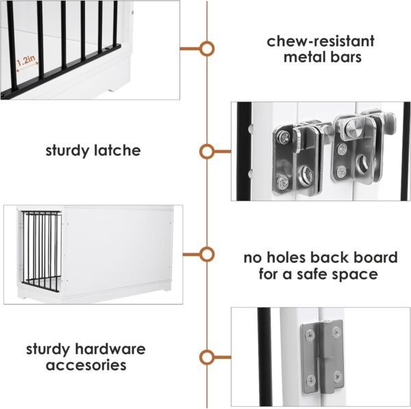 Dog Crate Furniture 47" Wooden Dog Kennels for Dogs Indoor with a Removable Divider for Large/Medium/Small Dogs, 2 Storage Drawers and Large Tabletop Dog Cages Double Doors Dog House, White - Image 5