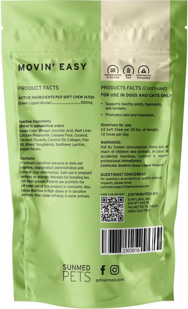 Movin' Easy Relief Hemp Pet Chews with Omega 3 Supplement & Green Lipped Mussels for Dogs - for Joint Health & Mobility, 40 Count - Image 2