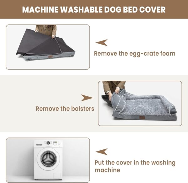 Dog Beds for Extra Large Dogs, Washable Dog Bed Sofa with Removable Cover, Waterproof Dog bed Couch with Nonslip Bottom, High Bolster Dog bed, Orthopedic XL Dog Bed up to 100 lbs - Image 7