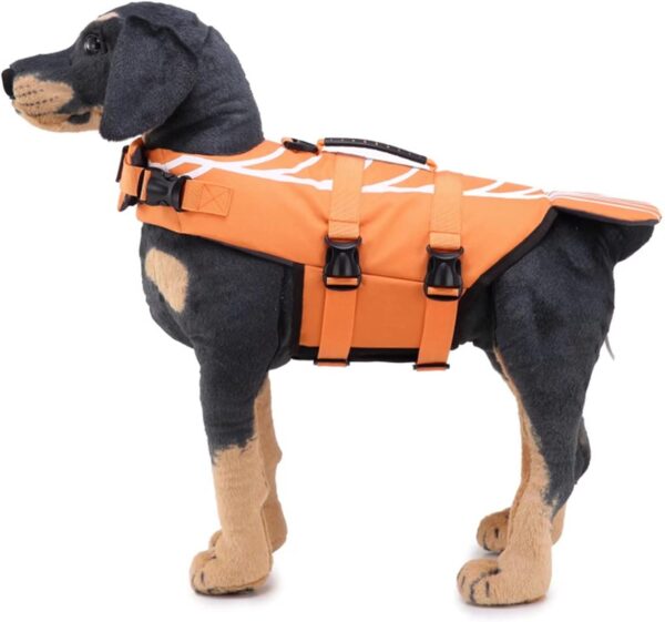 Dog Life Jacket with Rescue Handle, Adjustable Dog Lifesaver for Pool,Beach,Boating,Print Shrimp Safety Clothes Life Vest - Image 4