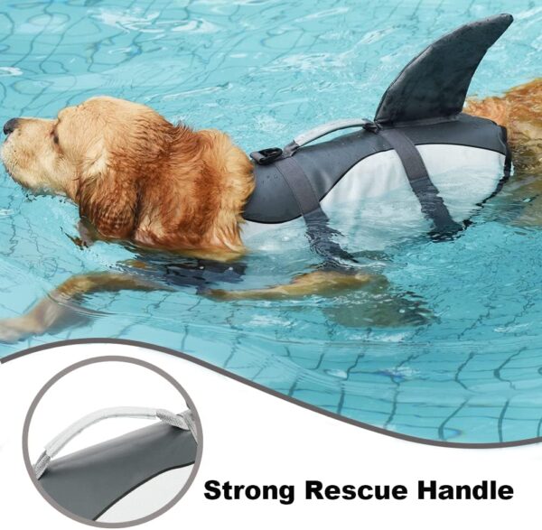 Doglay Dog Life Jacket Shark, Ripstop Dog Life Vests for Swimming Boating with High Buoyancy and Rescue Handle, Adjustable Dog Life Jacket Pet Flotation Vest for Small Medium Large Dogs. - Image 3