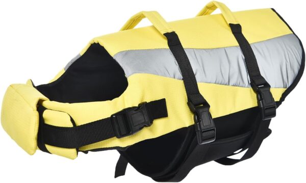 Amazon Basics Dog Adjustable Life Jacket with Reflective Stripes, Yellow, Medium