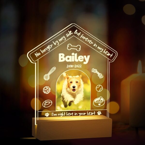 Personalized Dog Memorial Gifts for Loss of Dog, Pet Memorial Gifts for Dog Cat, Personalized Night Light Dog Memorial Photo Plaque (D - Dog)