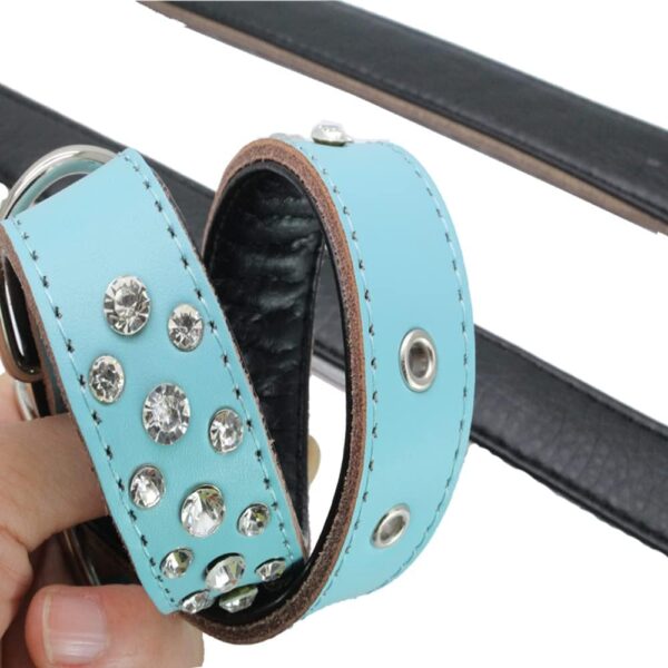 Rhinestone Dog Collar, Adjustable Cute Dazzling Sparkling Soft Leather Dog Collar Crystal Diamond Pet Dog Puppy Collar (L, Hot Pink) - Image 5