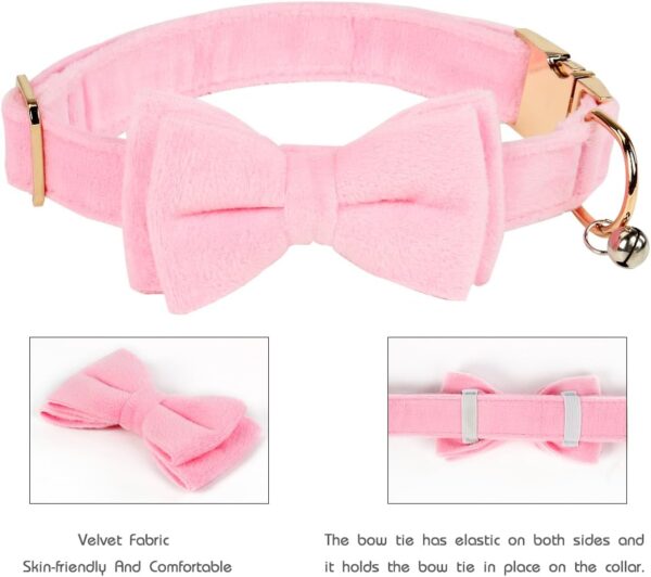 Dog Bowtie Collars, Cute Soft Velvet Dog Collar with Bow Tie, Safety Metal Buckle, Adjustable Collars for Boy and Girl Dogs Pets. - Image 2