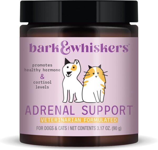 Bark & Whiskers Adrenal Support, for Dogs & Cats, 3.17 oz. (90 g), 90 Scoops, Promotes Healthy Hormone and Cortisol Levels, Veterinarian Formulated, Non-GMO, Dr. Mercola