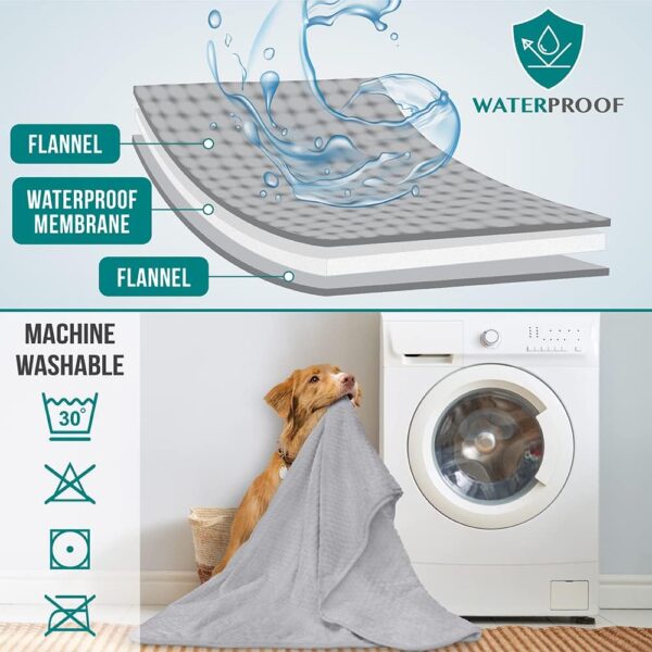 PetAmi Waterproof Dog Blanket, Leakproof Puppy Blanket for Medium Large Dogs, Furniture Sofa Couch Cover Protector, Fleece Pet Throw Indoor Cat Kitten, Reversible Washable Soft Plush, 40x60 Light Gray - Image 4