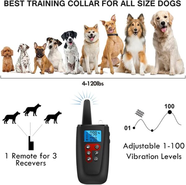 Paipaitek No Shock Dog Training Collar, 3300ft Range Vibrating Dog Collar, IPX7 Waterproof Dog Training Collar with Remote, only Sound and Vibration Collar for Training Dogs - Image 4