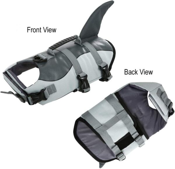 Queenmore Dog Life Jacket Ripstop Shark Dog Safety Vest Adjustable Preserver with High Buoyancy and Durable Rescue Handle for Small,Medium,Large Dogs, Grey Shark Small - Image 8