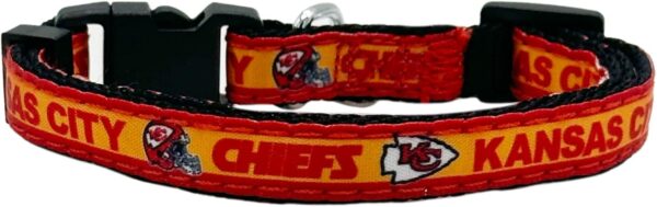 NFL CAT Collar Kansas City Chiefs Satin Cat Collar Football Team Collar for Dogs & Cats. A Shiny & Colorful Cat Collar with Ringing Bell Pendant - Image 2